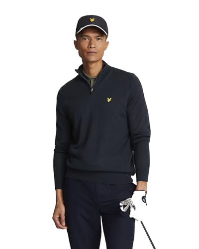 Lyle & Scott Mens Golf Quarter Zip Merino Sweater - Dark Navy - XL