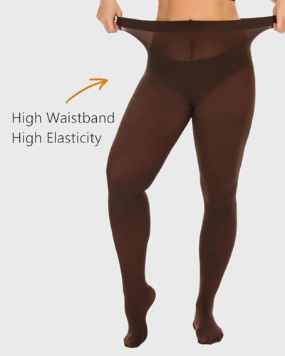 Image of DUCMODA Plus Size Tights for Women, Ultra Soft Solid Color Semi-Opaque Pantyhose, Nylon High Waist Stockings 1X 2X 3X 4X