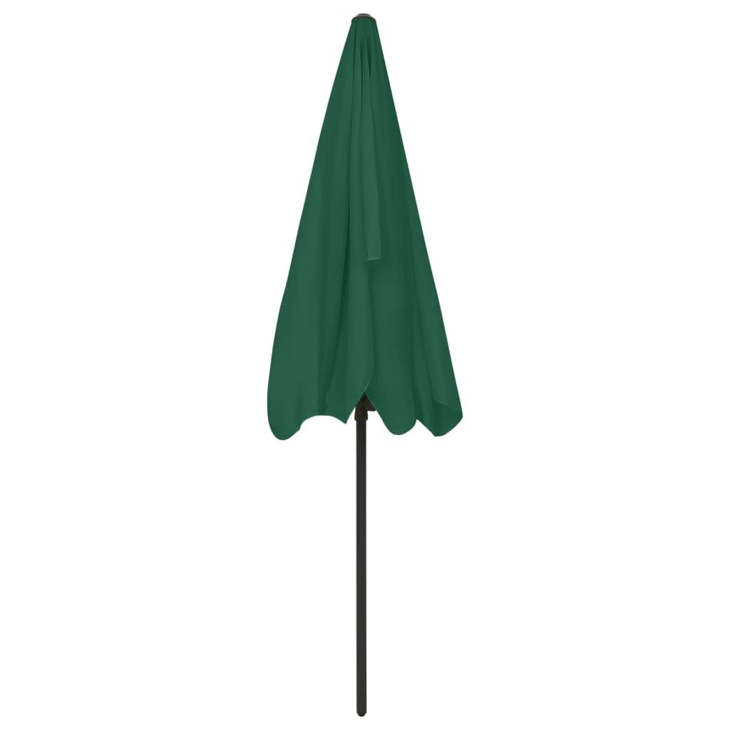 Zielony parasol plażowy 200 x 125 cm z ochroną przed promieniowaniem UV i blaknięciem, pochylany i regulowany na wysokość, wykonany z wytrzymałego poliestru