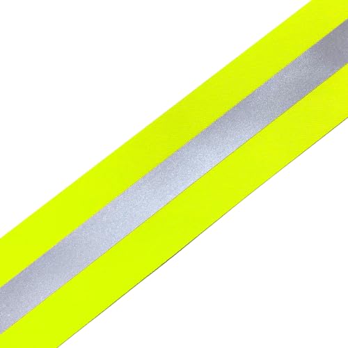 MARARDI Reflektierendes Klebeband zum Nähen - Reflektorband [10 Meter x 50 mm] [Fluoreszierendes Gelb] 100% Polyester - Reflektor Tape Hohe Sichtbarkeit - Reflexionsvermögen ≥300