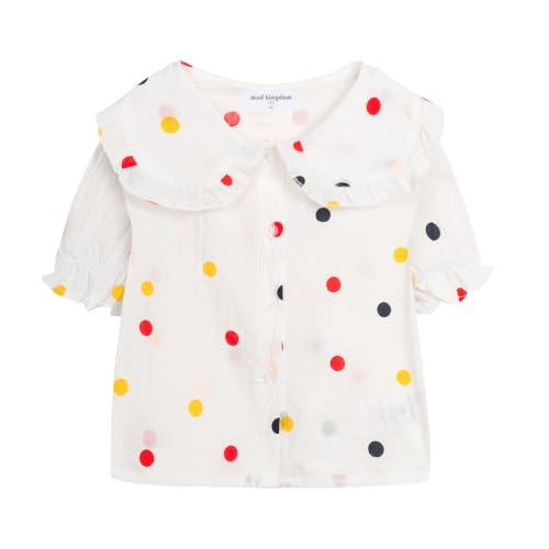 Image of Mud Kingdom Little Girls Peter Pan Collar Blouse Cotton Short Sleeve Button Up