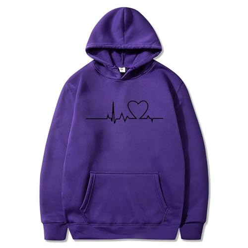 Sudadera con capucha, sudadera súper grande para hombre, sudadera estampada en electrocardiograma, sudadera con capucha, B-45 Morado, 3XL