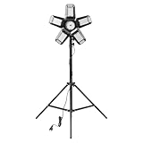 Latrans Faretto LED da costruzione con treppiede, 100 W, doppio 2 faretti da 50 W, 6500 K, faro da lavoro, 5 m, per interni ed esterni, regolabile in altezza (nero)