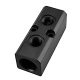 Air Manifold, 2 Way 4 Port Air Compressor Manifold, Air Hose Inline Manifold Block Splitter, Pneumatic Manifold Air Distribution Block, NPT 1/2 Inch Supply Port, NPT 1/4 Inch Output Port(BLACK)