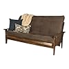 Kodiak furniture tucson 87 queen futon with fabric mattress queen size bed converted easy assembly seats up to 3 people in gray rustic walnut finish  urban country home decor