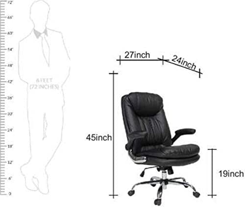 Image of Premium Ergonomic Leatherette Office Chair | High Back Revolving Chair For Office, Home, Study & Gaming | With Seating Cushion | Heavy Duty Metal Base | Height Adjustable Boss Chair (Black)