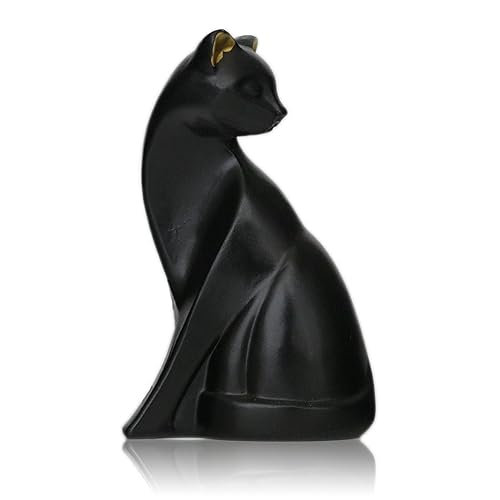 Wisifayardin Black Cat Figurines - Cat Statue - Whimsical Cat Decor for Cat Lover - Cat Room Decor - Egyptian Bastet Cat - 3'' L X 2'' W X 5'' H