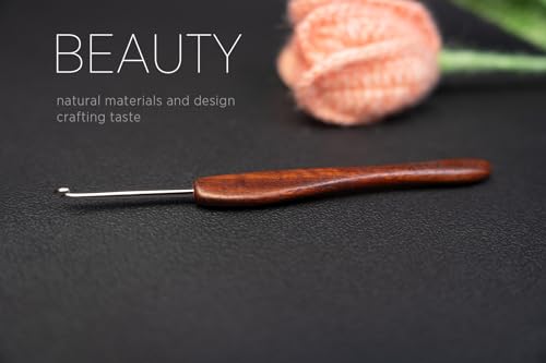 Image of SEVENSUN 3.0mm - Handmade Ergonomic Crochet Hook - Hand Polished Stainless Steel Hook and Wood Handle Crochet Needle - Dreadlock Crochet Hooks Crochet Accessories Crochet Hooks for Arthritic Hands