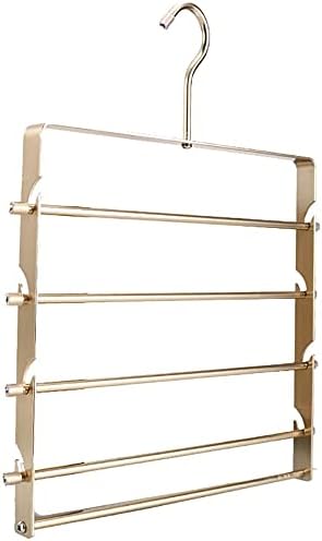 Multifunction Magic Pants Rack Aluminum Alloy Wardrobe Storage Pants Clip Household Pants Hanger Multi Tier Pants (Color : Gold)