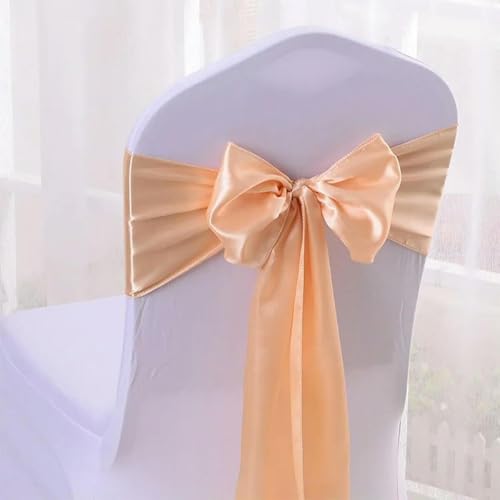 Ceinture de chaise en satin champagne en lot de 10 nœuds pour réception et banquet