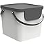 Rotho Albula 40L Kitchen Waste Separation Bin - Stackable, BPA-Free, With Flap & Labels, Dark Green/Anthracite