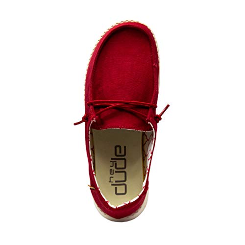 Image of HEYDUDE Girl's Wendy Youth Red Rose Size 9 | Girl's Shoes | Girl's Lace Up Loafers | Comfortable & Light-Weight