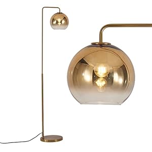 KCO Lighting Glass Globe Floor Lamp Gradient Gold Corner Standing Lamp Modern LED Sphere Standing Light for Office Living Room Bedroom (7.9”-Small)…