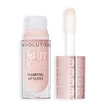 Revolution Beauty, Pout Bomb Gloss Volumizzante per Labbra, Brillantezza Intensa per Labbra Piene e Voluminose con Acido Ialuronico e Peptidi, Vegano e Senza Crudeltà, Nude Latte Trasparente