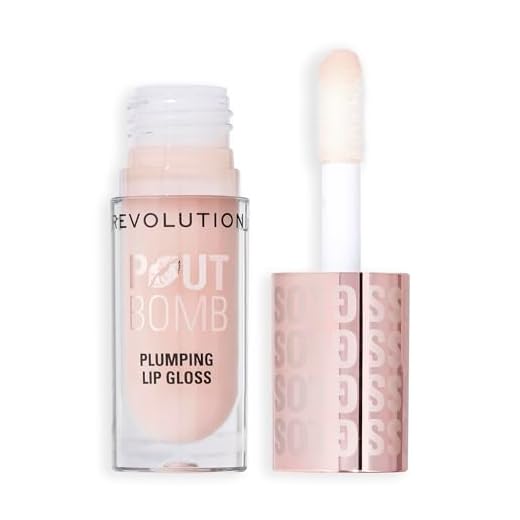 Revolution Beauty, Brillo Voluminizador para Labios, Alto Brillo para Labios Más Llenos y Voluminosos con Ácido Hialurónico y Péptidos, Vegano y Libre de Crueldad, Sheer Milky Nude