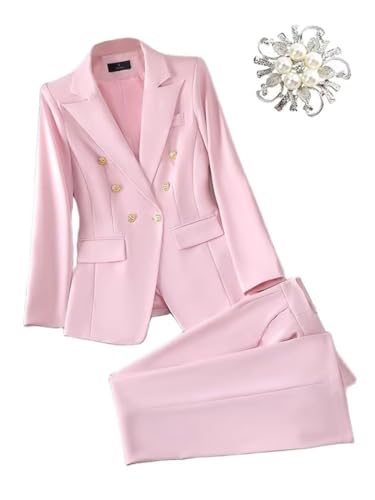 Women's 2024 Fall Business Blazer Pant Suit Set for Work 2 Pieces Set Suiting