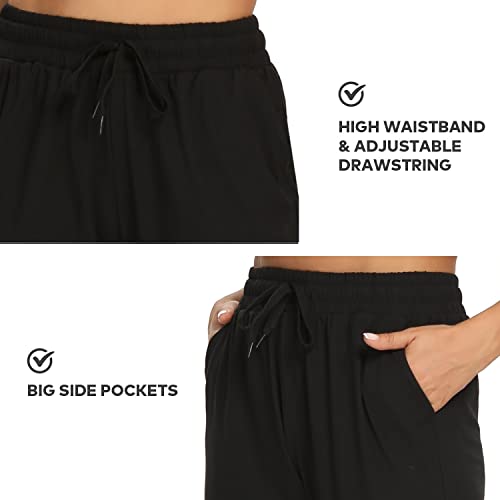 Sweatpants For Women-Womens Joggers With Pockets Lounge Pants For Yoga Workout Running (Large, No Fleece Lined-Black) #TOP4
