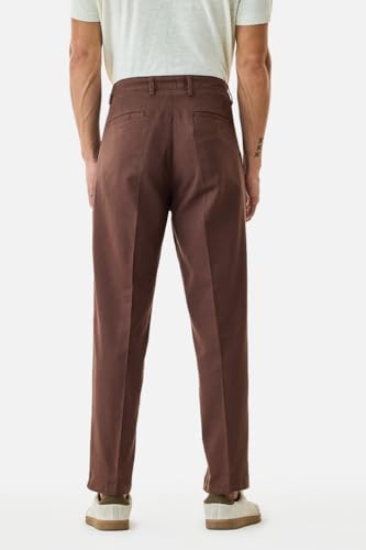 Image of SNITCH Men Casual Wear Chinos | Baggy Fit Wide-Leg Solid Trousers | Stretchable Cotton Blend Pants for Summer Outings