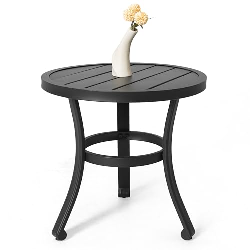 Avestar Table D'appoint Métallique D'extérieur, Table De Patio Résistante Aux Intempéries 51 Cm, pour Terrasse, Piscine, Balcon Ou Intérieur, Noir
