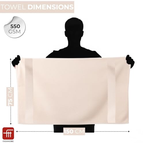 Image of 100% Natural Bamboo Towel 550 GSM 3 Pcs Towel Set (1 Bath75X150 +2 Hand 40x60) (Pearl Peach)