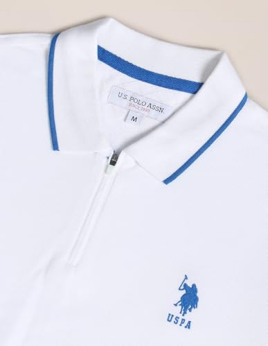 Image of U.S. Polo ASSN. Knitted Slim Fit Polo T Shirts for Men - 100% Cotton, Half Sleeves Mens Tshirt