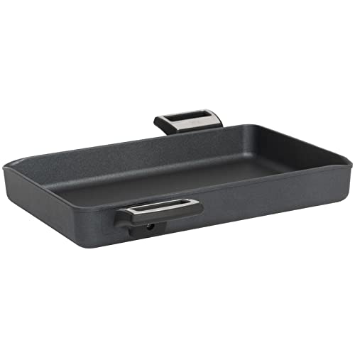 SKK große Aluguss Auflaufform 38x25 cm - ohne Induktion - rechteckige Antihaft beschichtete Ofenform mit 2 Seitengriffe - Made in Germany