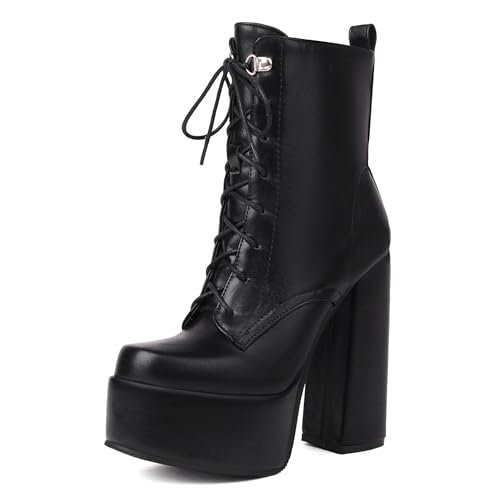 Bottes de cheville talon bloc finies les douleurs aux pieds bottines plateforme bout rond robe