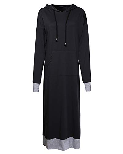 Jacansi Women's Long Sweatshirt Hoodie Dress With Pockets Winter Maxi Dresses For Women Dark Grey S #TOP3