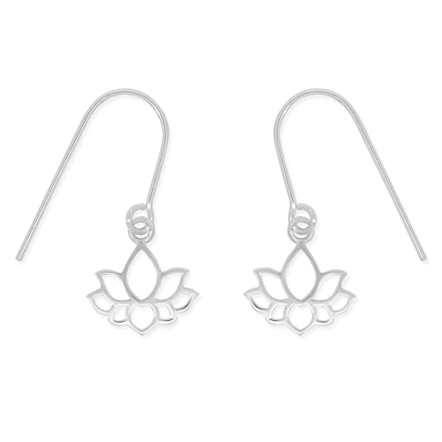 Boma Jewelry Sterling Cutout Lotus Flower Blossom Dangle Earrings