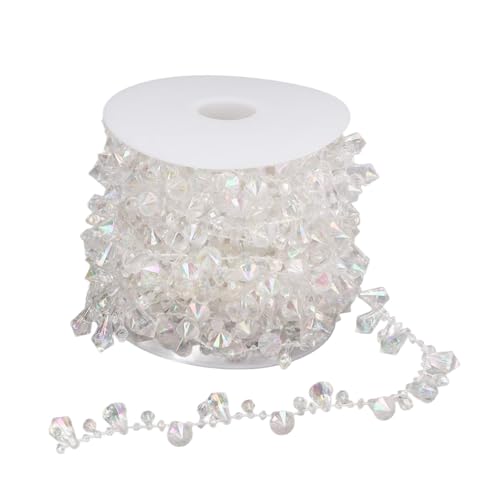 Garniture de chaîne de perles de cristal de 11 mètres par rouleau, perles de cristal acrylique transparent diamant guirlande brins strass par rouleau...