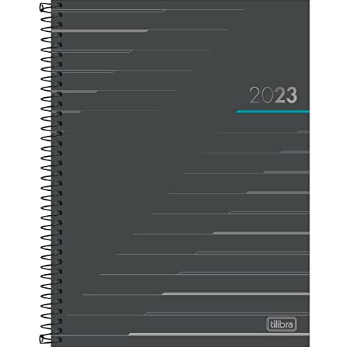 Agenda Executiva Espiral Diária 20 x 27,5 cm Spot 2023 - Cinza e Azul - Tilibra