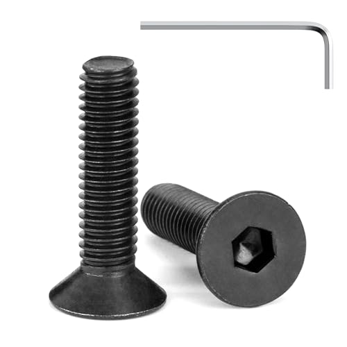 Tunejoy Vis à Tête Fraisée M6 x 25 mm à Six Pans Creux en Acier Inoxydable A2 V2A Vis à Tête Cylindrique Hexagonale avec Clé Allen Filetage Complet 20 Pièces Noir