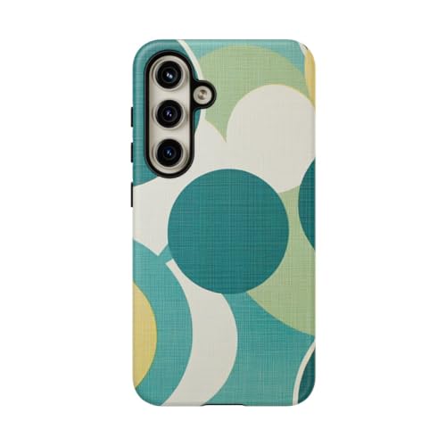 Coque rigide mate Samsung S24 motif géométrique jaune sarcelle