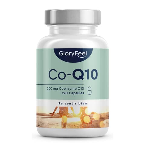 Coenzyme Q10 200mg Pure, 120 Capsules pour 4 Mois, Antioxydant Fort et Hautement Biodisponible, Contient CoQ10 Ubiquinone, 100% Végétalien et Testé en Laboratoire, Sans Arômes et Additifs Artificiels Cover