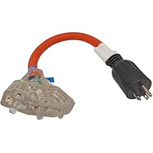 FC-520521T3 Male 5-20P 15Amp Plug to Household Tri Outlet 5-15R or 5-20R Adapter TT-30P to 5-15R or 5-20R 125V