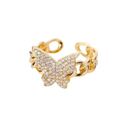 Bague réglable papillon en acier inoxydable rétro pour femme JZ2772G