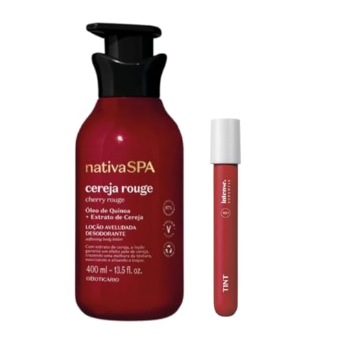 Kit Nativa SPA Cereja Rouge Loção Hidratante Desodorante 400ml + Batom Tint Vermelho 345 Intense