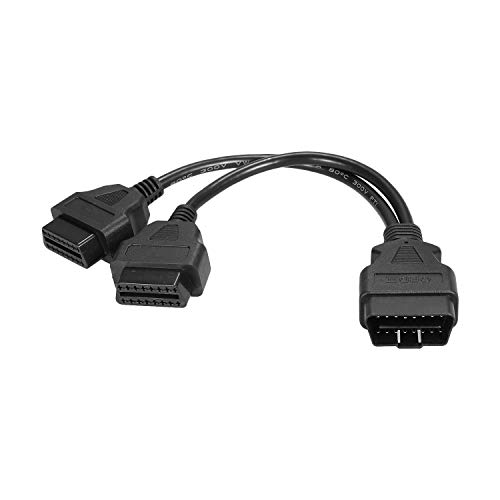 Honeytecs Cabo de extensão do divisor OBDII 16 pinos macho para cabo fêmea duplo compatível para tod