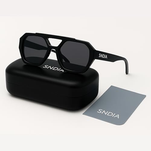 Image of SNDIA Polarized Retro Trendy Aviator Sunglasses for Womens Mens | Hexagonal Square Double Bridge | UV Protection