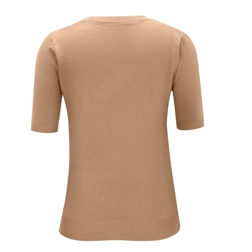 Short Sleeve Sweater for Women Summer Dressy Casual Pullover Shirts Business Work Office Blouse Trendy Outfits3