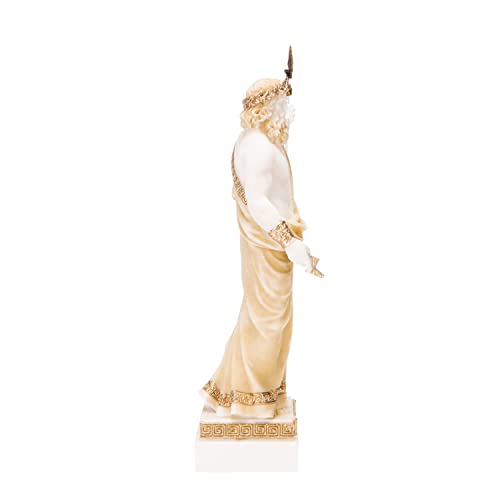 Estatua Zeus Dios Júpiter del Trueno 18 cm Alabastro Dorado miniatura 3
