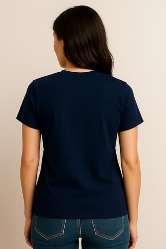 Image of Women's Solid Round Neck Half Sleeves Polyester T-Shirts, Moisture Wicking t-Shirt (Pack of 1)