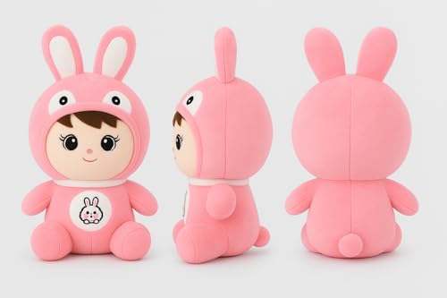 Image of Soft Plush Doll for Girls with Rabbit Ear, Teddy Bear, Soft Toy for Baby Girl, Best Gift Toy, Girls and Adults | Valentines (27cm, Pink)