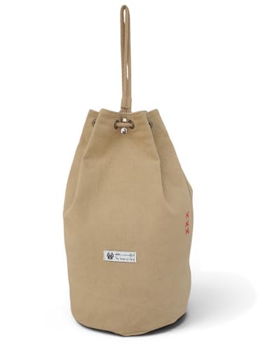 Image of The House of tara Distressed Canvas Backpack /Rucksack for Unisex | 20 Litres | Casual Cotton Bag with Spacious Compartment & Drawstring Strap | Suitable for Everyday Essentials
