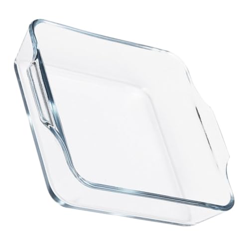 INOOMP Fuente para Horno de Vidrio Resistente con Asas Dobles para Hornear Pizzas Tartas y Queso Molde para Microondas y Hornos de Vapor para Uso Doméstico y Celebraciones