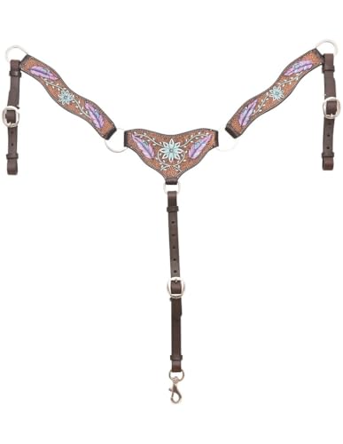 Circle Y Breast Collar Hand Painted Flared Design Brown 1042-20-SV