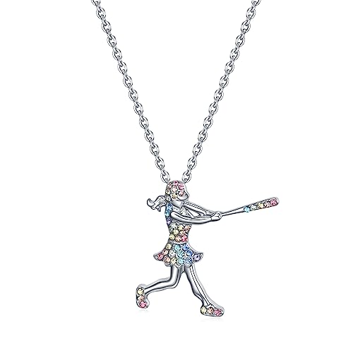 VEEHOO Volleyball/Basketball/Soccer/Football Gifts Necklace for Girls Women,Shine Colorful Sports Lovers Jewelry Birthday Gifts for Girls Daughter and Niece