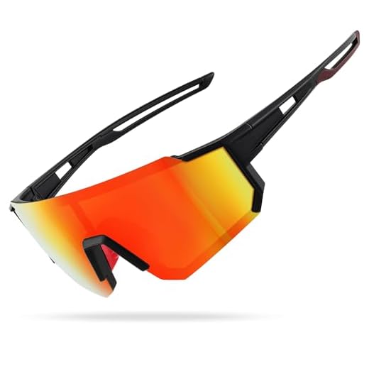 suoso Sportbrille-Sonnenbrille Herren-Damen-Fahrradbrille-Sunglasses men-Polarisiert-UV400-Damen-Ski Sonnenbrille-Schnelle Brille Rave-Radfahren-Fahrrad-Angeln-Rennrad brille 1-Schwarz rot