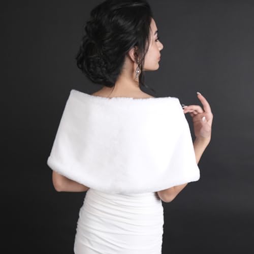 Image of LIMELIA Bride Wedding Faux Fur|Shawl Wrap Stole for Bride, Bridesmaid-Feather Scarf Fur for Evenings, Bridal Wedding Party
