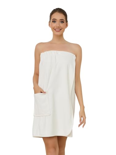 Image of Air Curvey Women's Soft Wrap Towel Shower Wrap Robe Lightweight Spa Body Wrap Adjustable Closure Bathrobe With Pocket